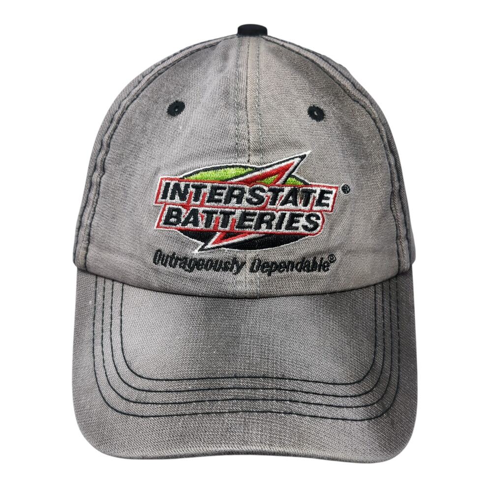 Interstate Batteries Strapback Hat Gray One Size Vent Holes Embroidered